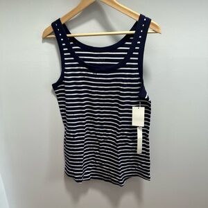 Nordstrom Blue and White Fitted Tank Top